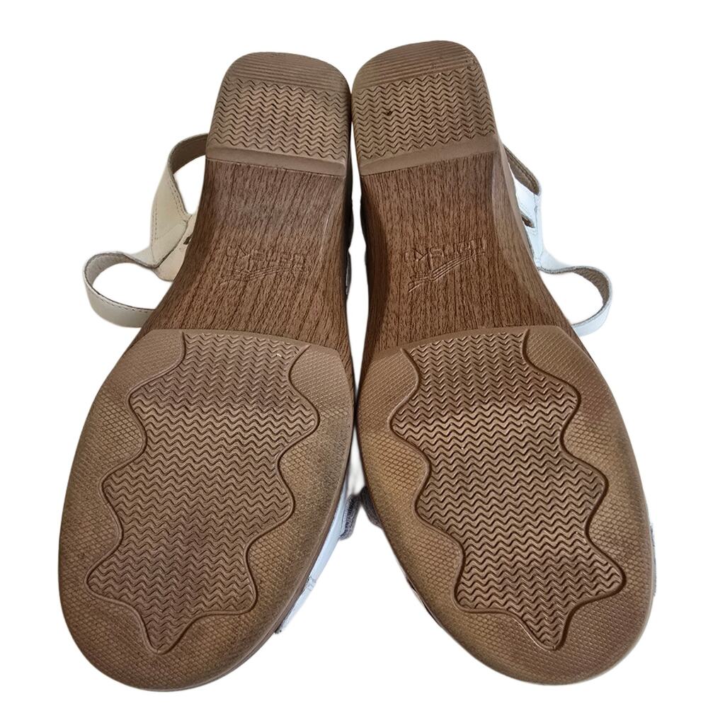 White Sandals Dansko Season Size 9.5-10 EU 40 Leather Platform Clog Ankle Strap - Picture 12 of 14
